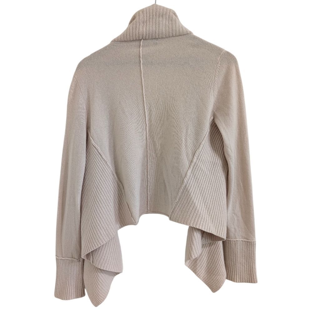 360 CASHMERE 100% Cashmere Asymmetric Wrap Drape Cardigan Sweater Ivory M - Picture 2 of 8